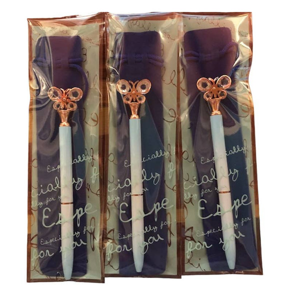 Blue Ombre Crystal Butterfly Topped Ballpoint Pen~~NWOT - Picture 3 of 3